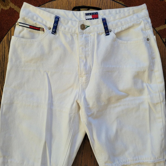 Tommy Hilfiger RARE Vintage 90's White Straight Jeans with Fringe Size Junior 9 - Picture 2 of 11